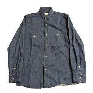 Noak Denim Button Down Shirt Mens Medium Blue Snap Pocket Workwear